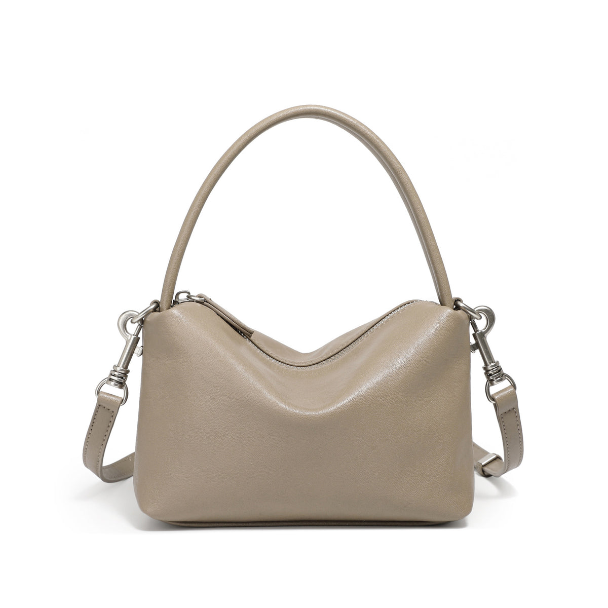 Genuine Leather Top-Handle Pillow Crossbody Bag
