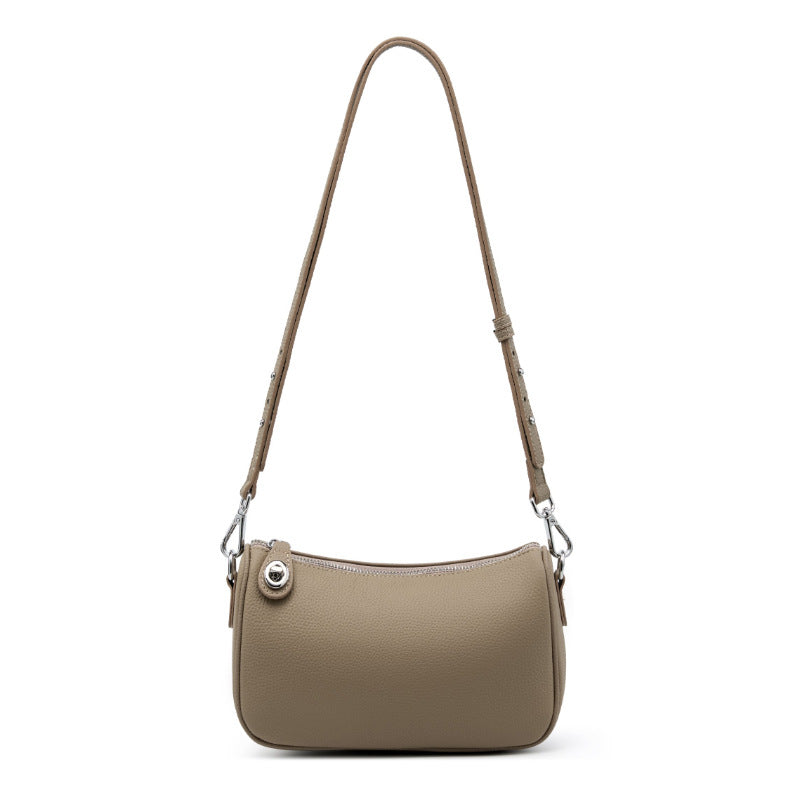 Genuine Leather Top-Handle Underarm Crossbody Bag