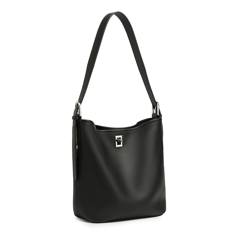 Genuine Leather Crossbody Handheld Bucket Bag