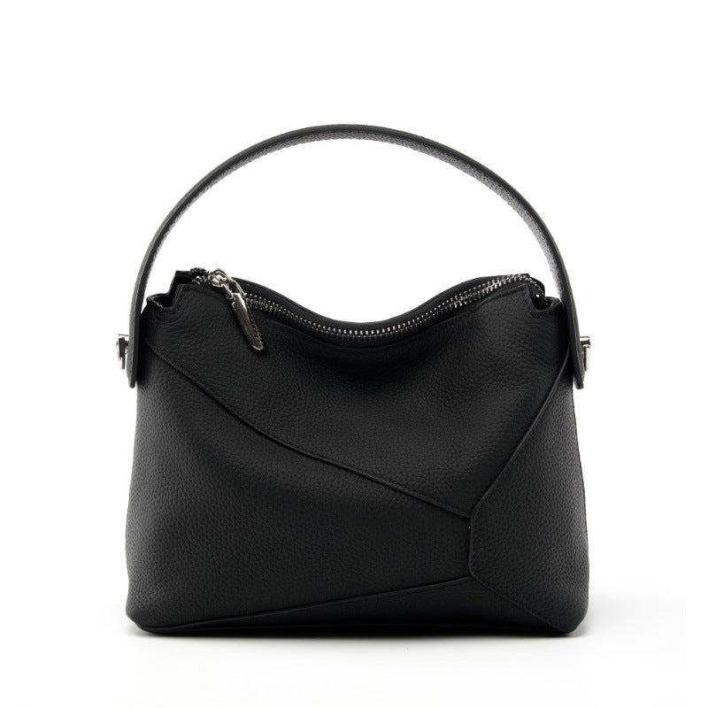Genuine Leather Top-Handle Crossbody Bag