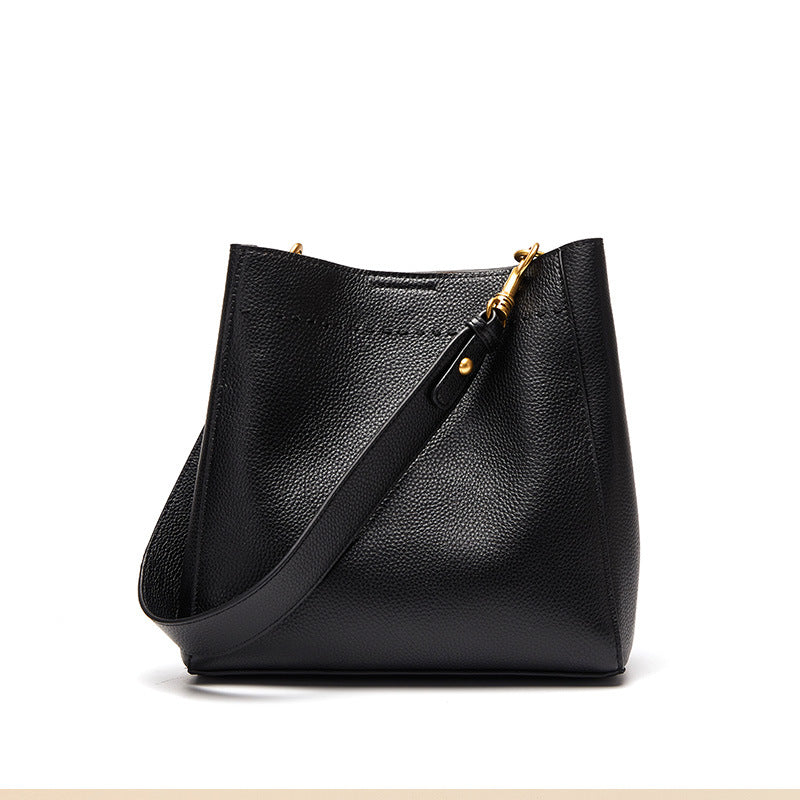 Vintage Genuine Leather Shoulder Top Handle Bucket Bag