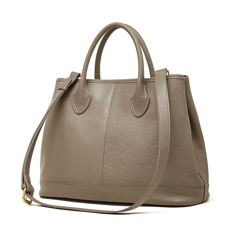 Stylish Genuine Leather Shoulder Tote Bag With Top Handles