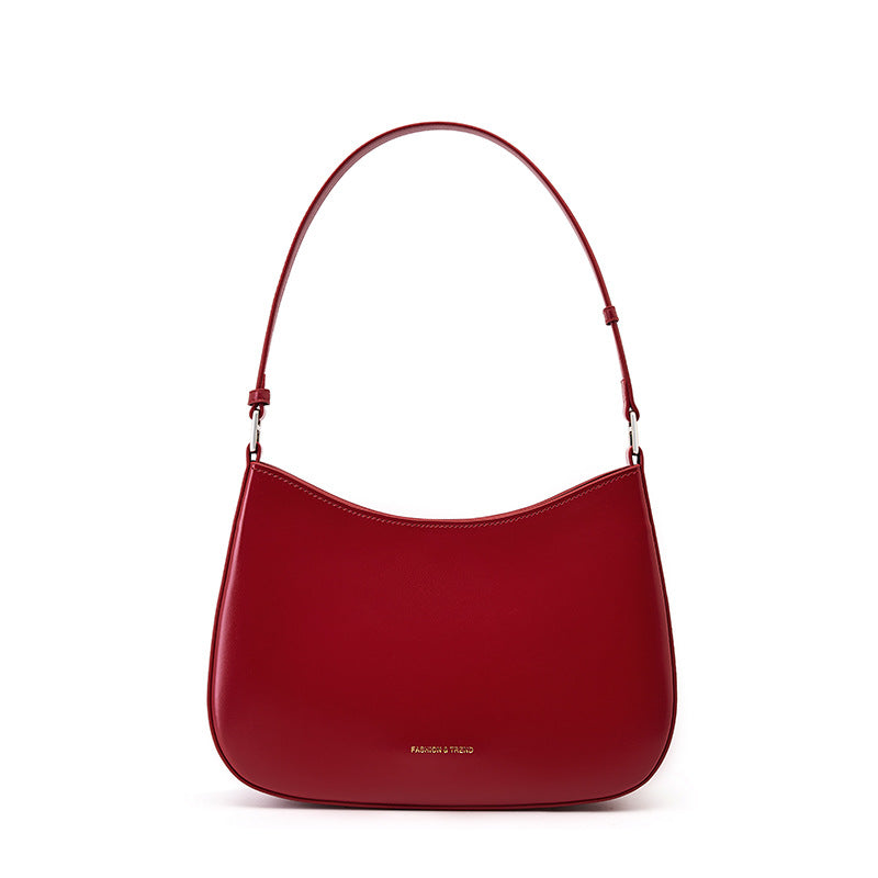 Genuine Leather Top-Handle Underarm Bag