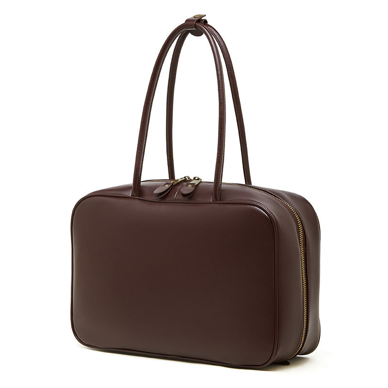Genuine Leather Top-Handle Bowling Bag
