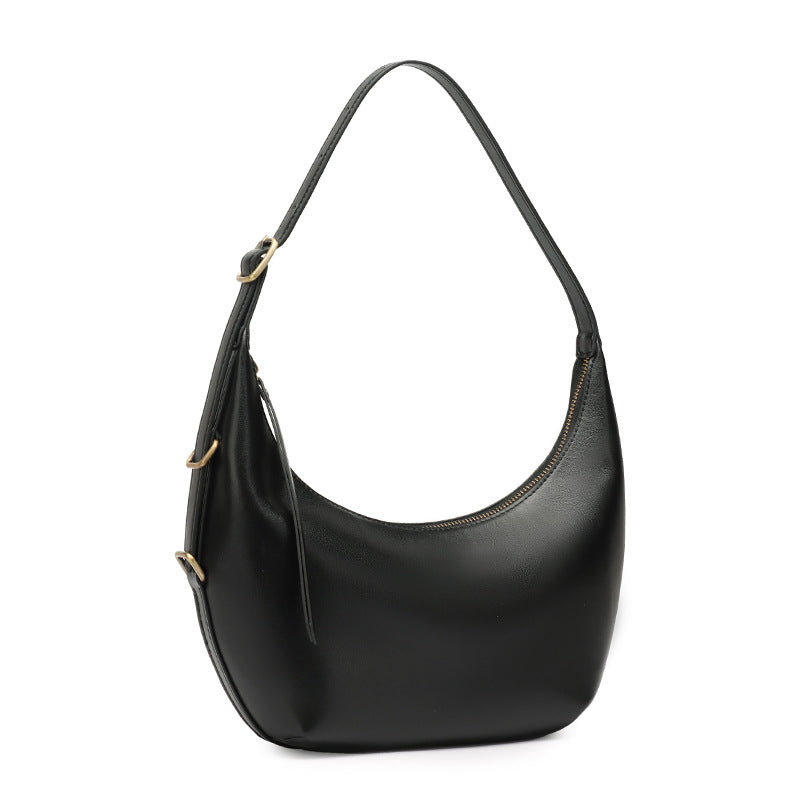 Genuine Leather Top-Handle Dumpling Crossbody Bag