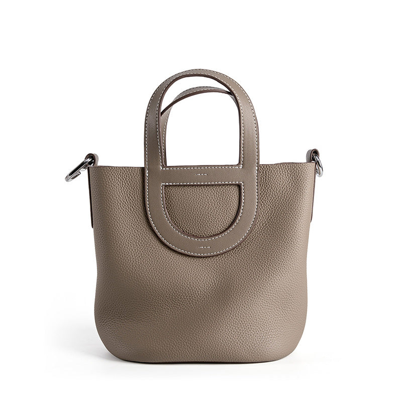 Minimalist Bucket Bag With Top Handles And Shoulder Strap