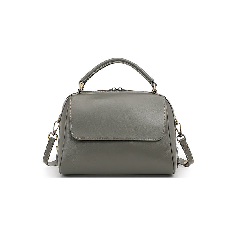 Genuine Leather Top-Handle Crossbody Tote Bag