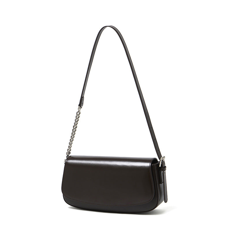 Genuine Leather Shoulder Crossbody Baguette Bag