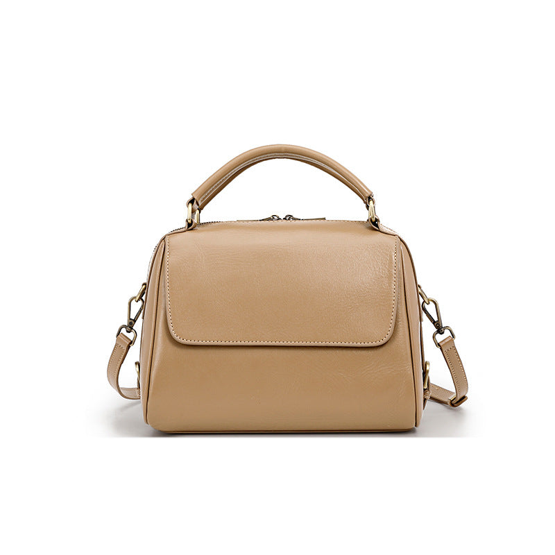 Genuine Leather Top-Handle Crossbody Tote Bag