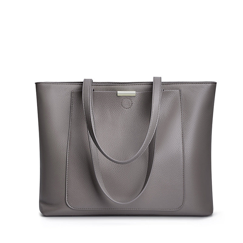 Vintage Genuine Leather Shoulder Tote Bag With Top Handles