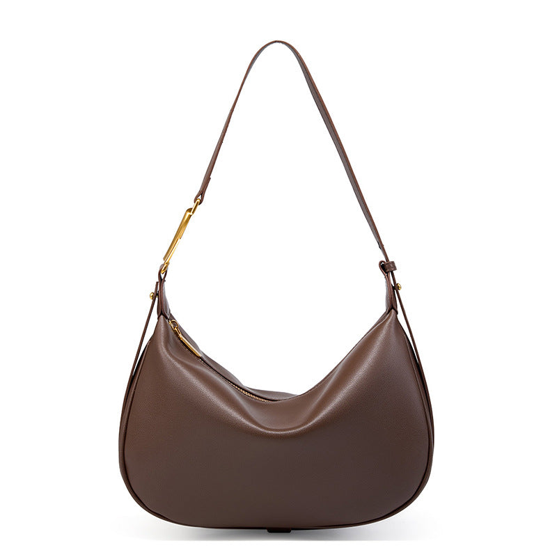 Genuine Leather Underarm Crossbody Dumpling Bag