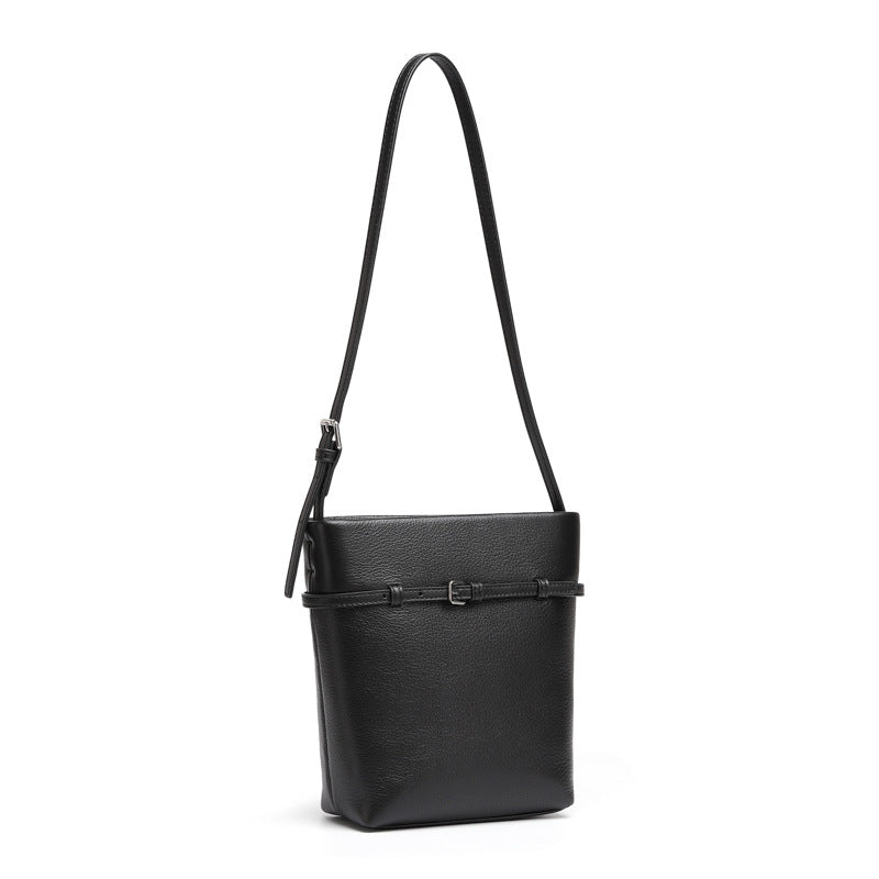 Genuine Leather Crossbody Bucket Bag