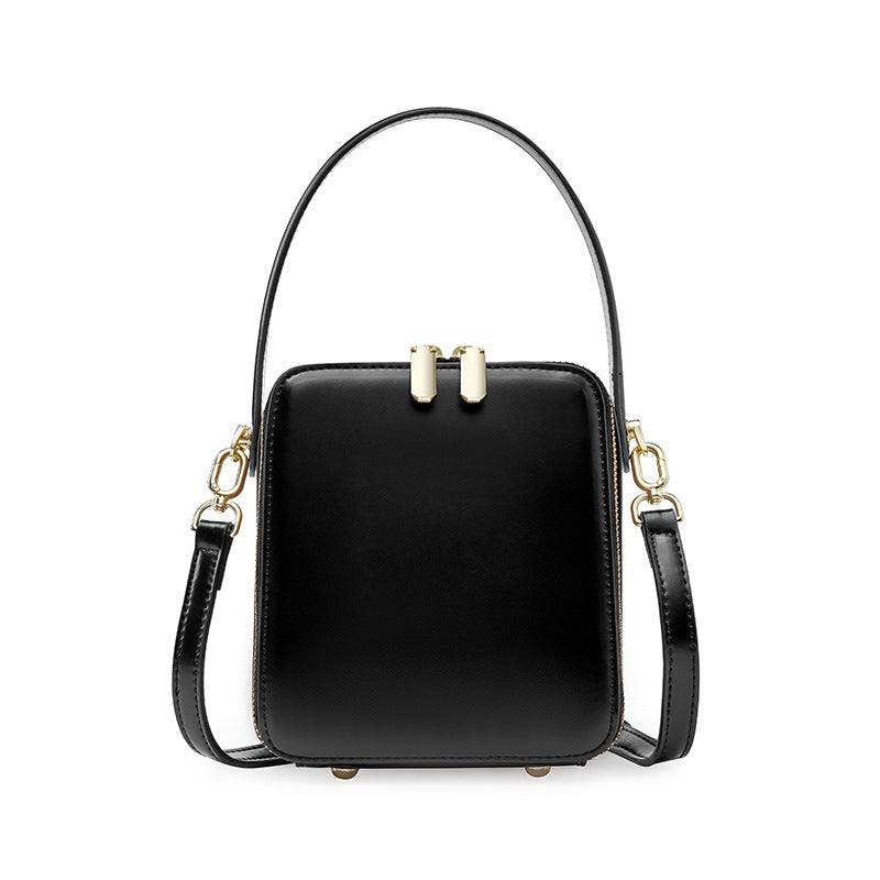 Genuine Leather Top-Handle Crossbody Small Square Bag