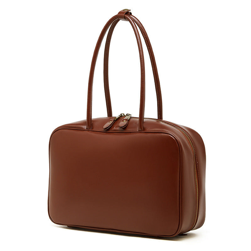 Genuine Leather Top-Handle Bowling Bag