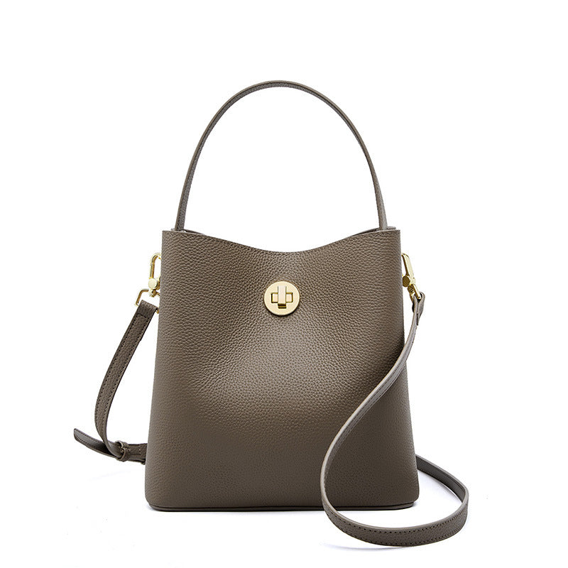 Vintage Shoulder/Crossbody Bucket Bag With Top Handles