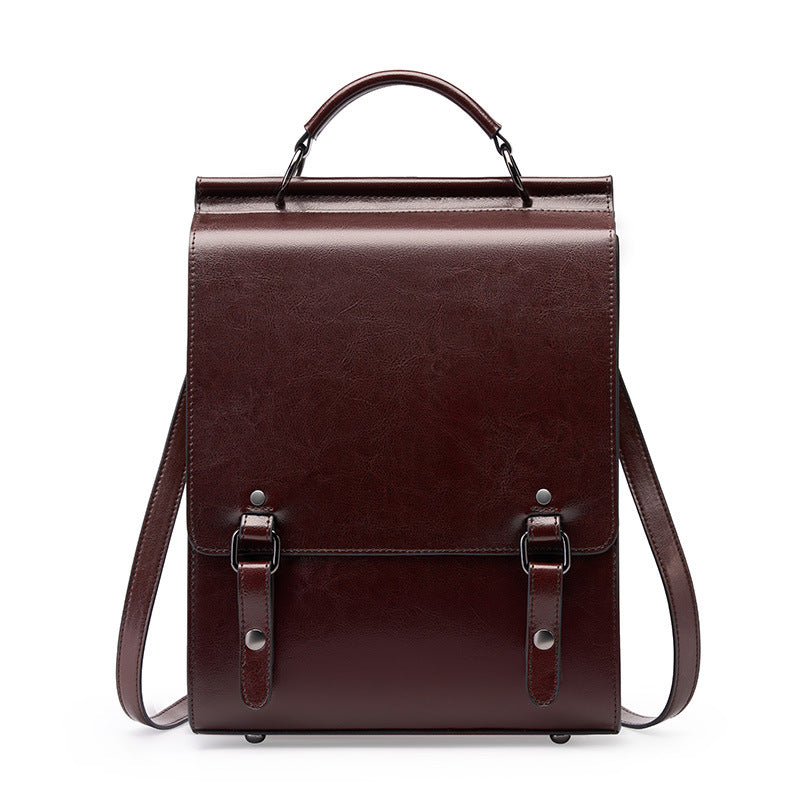Vintage Preppy Genuine Leather Backpack