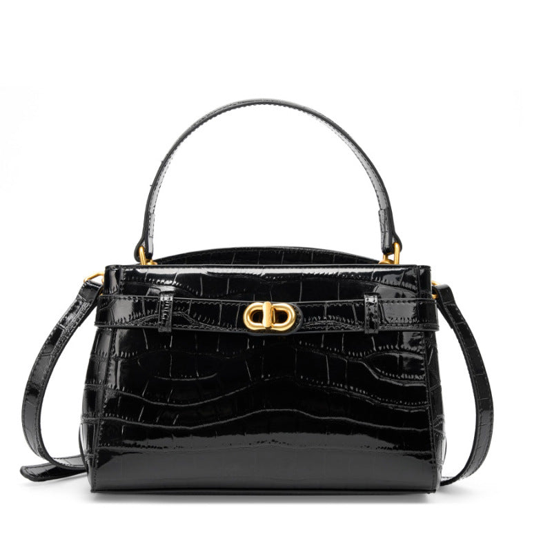 Genuine Leather Top-Handle Kelly Bag