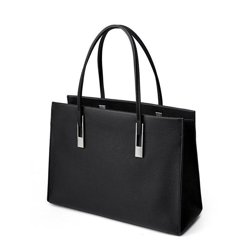 Vintage Genuine Leather Tote Bag With Top Handles