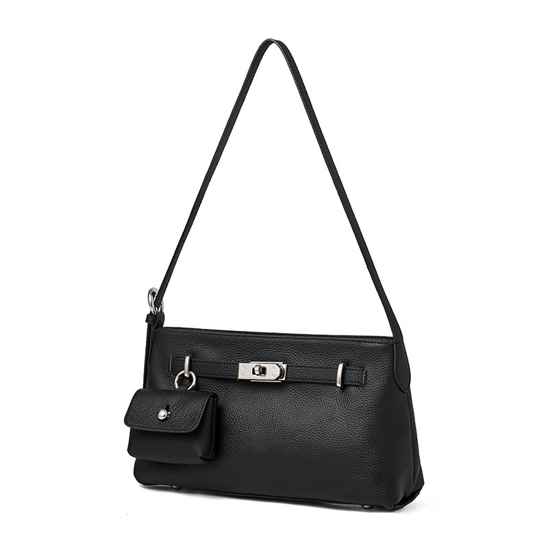 Genuine Leather Turnlock Crossbody Mini Square Bag