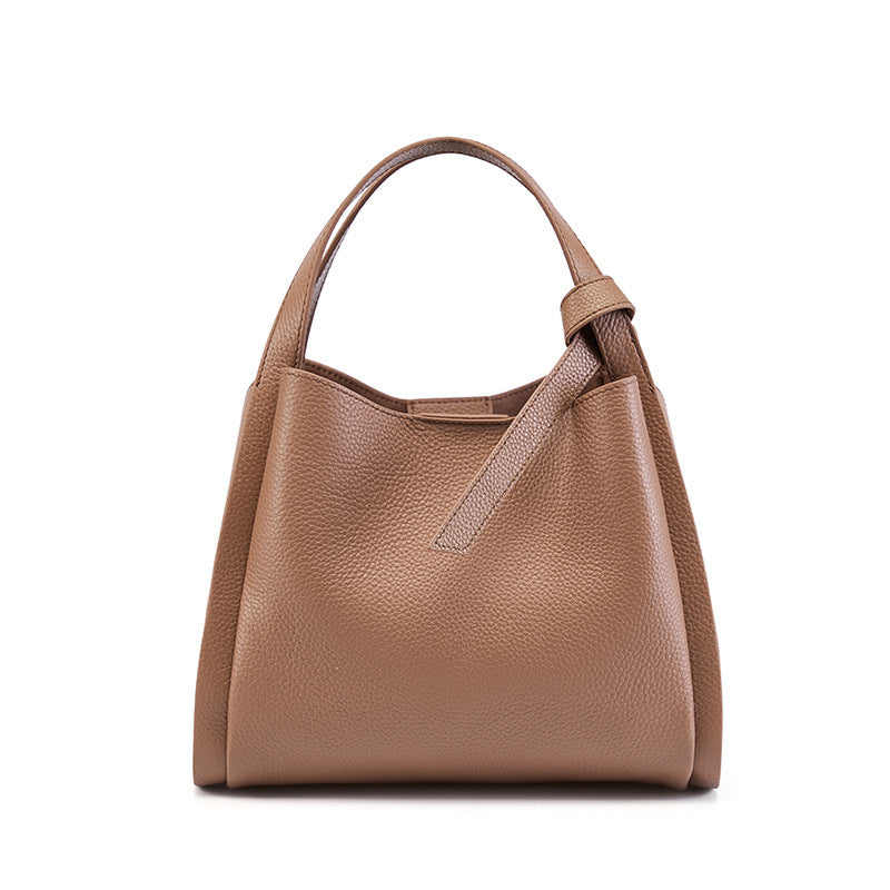 Genuine Leather Crossbody Handheld Bucket Bag