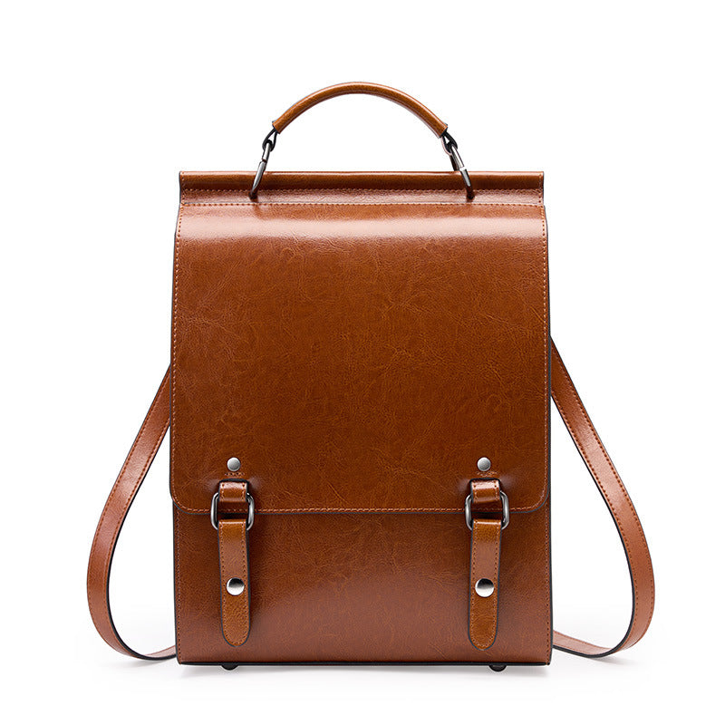Vintage Preppy Genuine Leather Backpack
