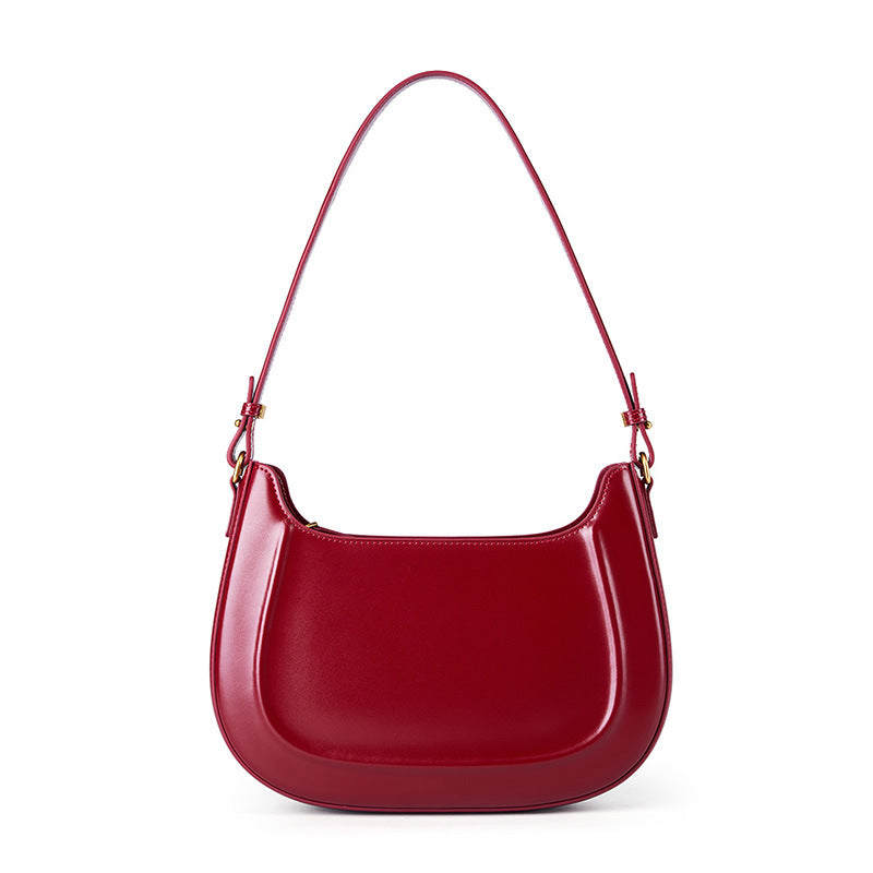 Genuine Leather Top-Handle Crossbody Saddle Bag