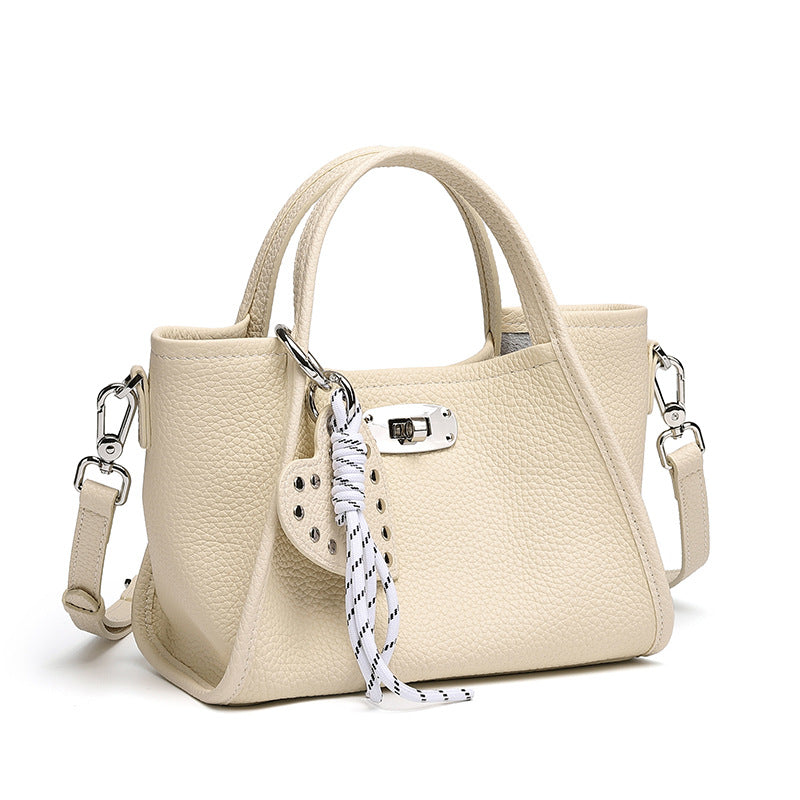 Genuine Leather Top-Handle Crossbody Tote Bag