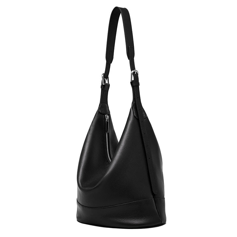 Genuine Leather Large Capacity Crossbody Bucket Bag