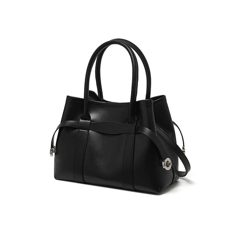 Genuine Leather Top-Handle Crossbody Tote Bag
