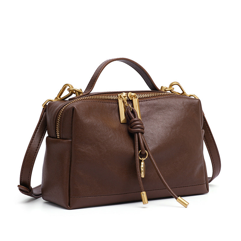 Commuter Genuine Leather Top Handle Shoulder Crossbody Bag