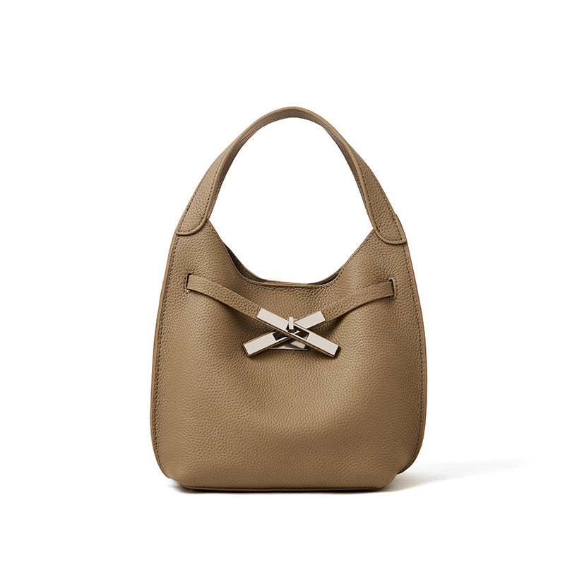 Genuine Leather Shoulder Crossbody Handbag Bucket Bag