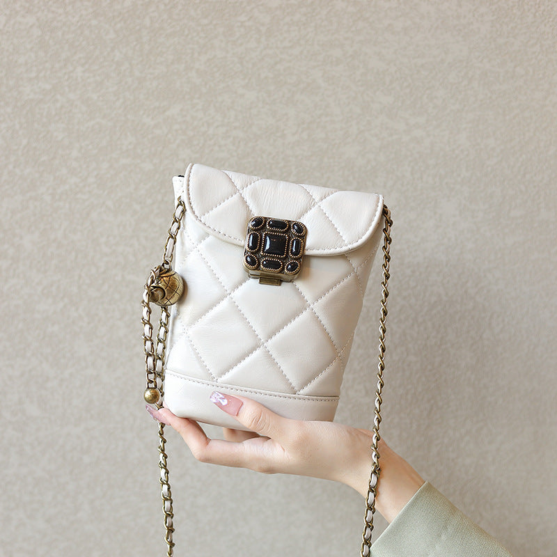 Fashionable Genuine Leather Shoulder Quilted Chain Bag
