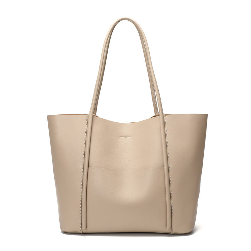 Genuine Leather Work Tote Bag With Top Handle and Shoulder Strap