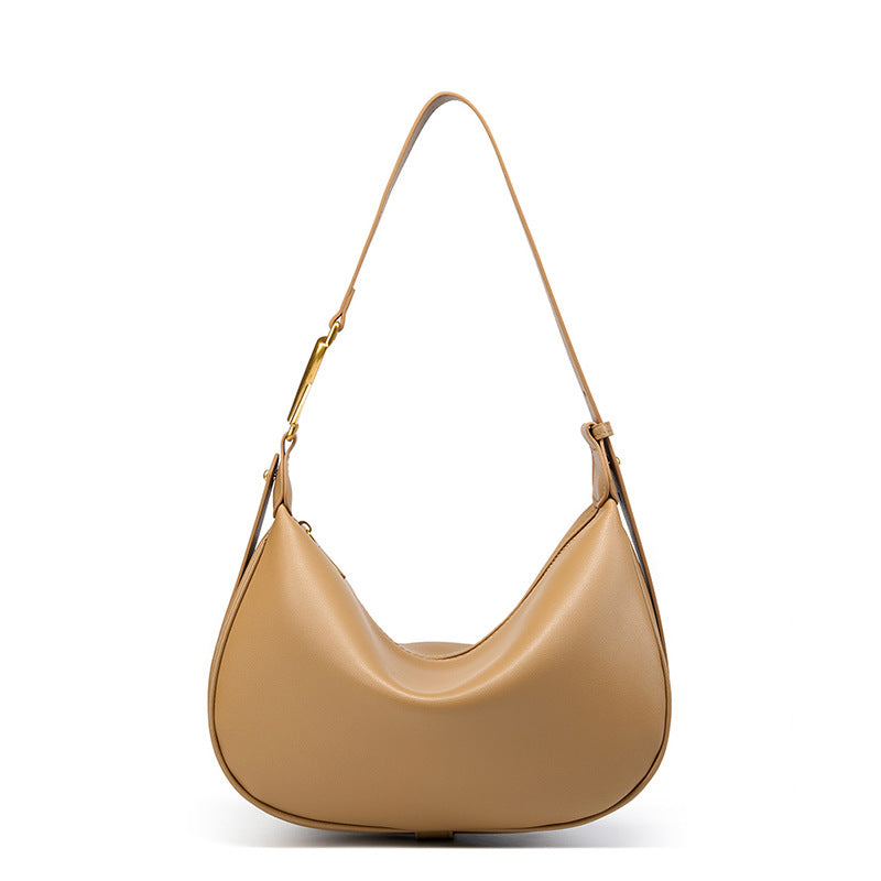 Genuine Leather Underarm Crossbody Dumpling Bag