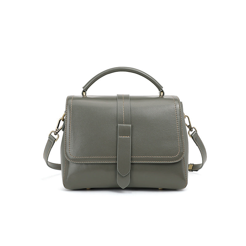 Genuine Leather Top-Handle Crossbody Boston Bag