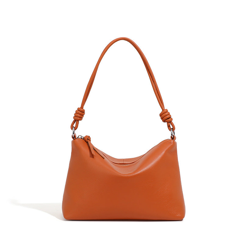 Genuine Leather Top-Handle Tote With Shoulder And Crossbody Strap