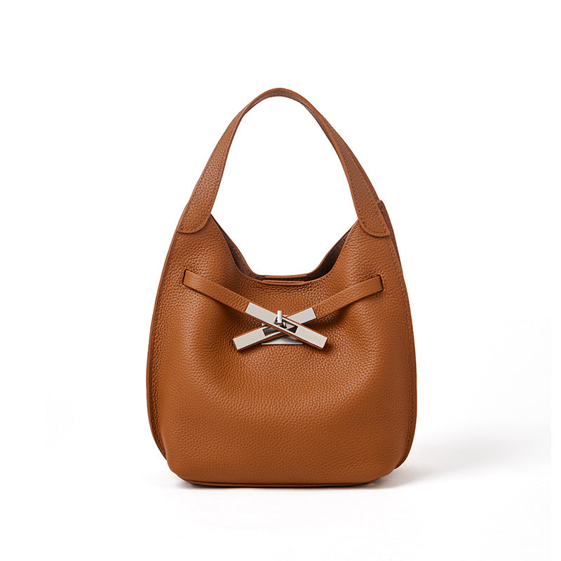 Genuine Leather Shoulder Crossbody Handbag Bucket Bag