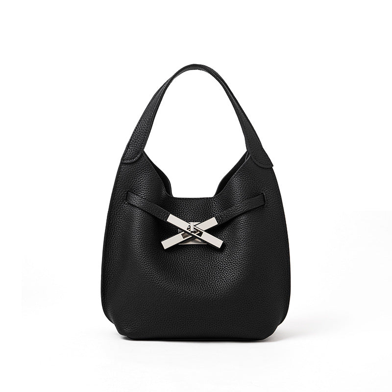 Genuine Leather Shoulder Crossbody Handbag Bucket Bag