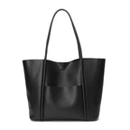 Genuine Leather Work Tote Bag With Top Handle and Shoulder Strap