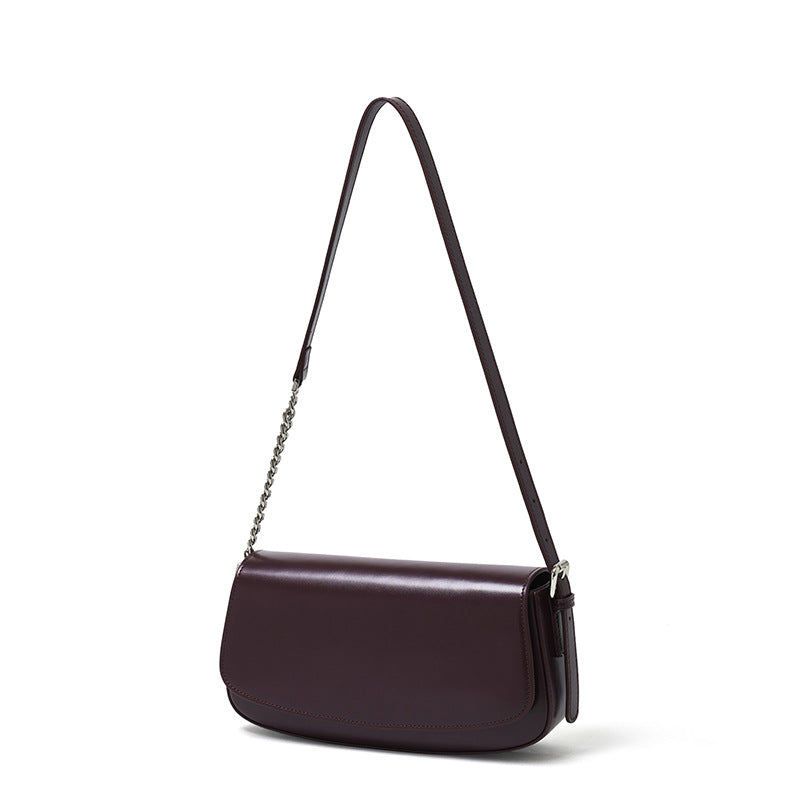Genuine Leather Shoulder Crossbody Baguette Bag