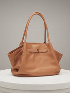 Genuine Leather Top-Handle Crossbody Tote Bag