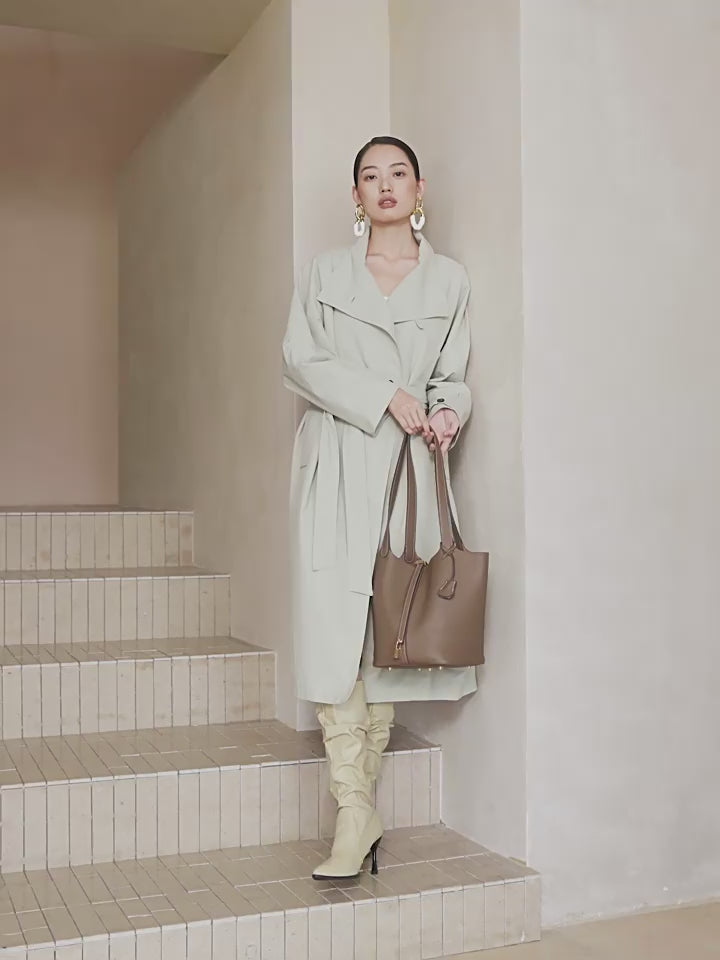 Large Capacity Shoulder Top Handle Bucket Bag