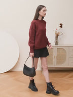 Genuine Leather Top-Handle Underarm Bag