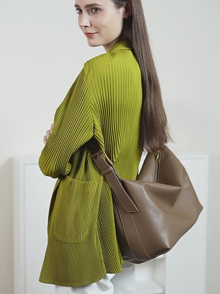 Genuine Leather Shoulder Crossbody Tote Bag