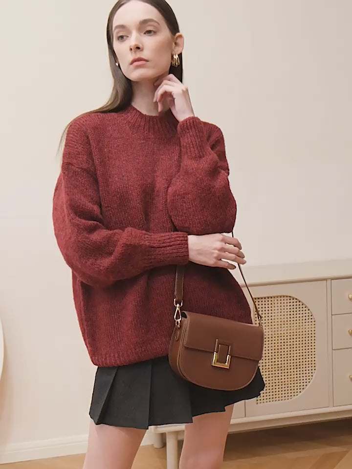 Genuine Leather Crossbody Saddle Bag