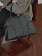 Genuine Leather Top-Handle Crossbody Tote Bag