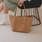 Genuine Leather Work Tote Bag With Top Handle and Shoulder Strap