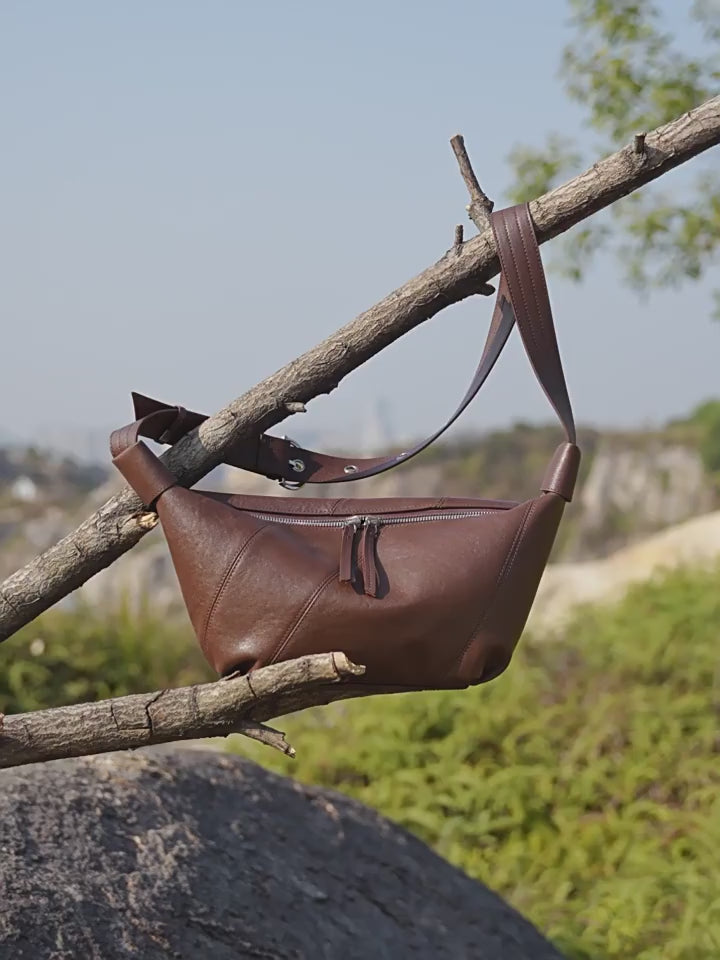 Genuine Leather Crossbody Handheld Dumpling Bag