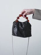 Genuine Leather Top-Handle Crossbody Lunch Box Bag