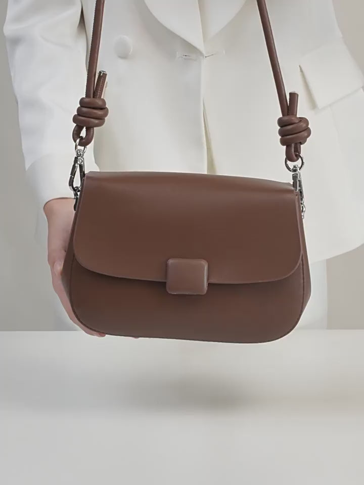 Genuine Leather Crossbody Small Square Bag